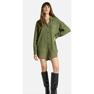 NWT BRIXTON Vintage Sea Kelp Linen Long Sleeve Button Down Shirt Dress Size XL